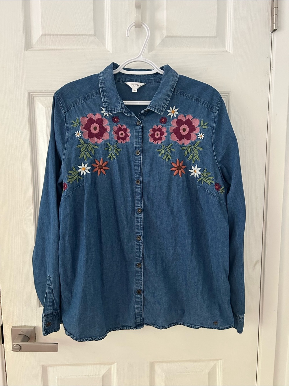 Embroidered Denim Button-Up Shirt - Northern Reflections